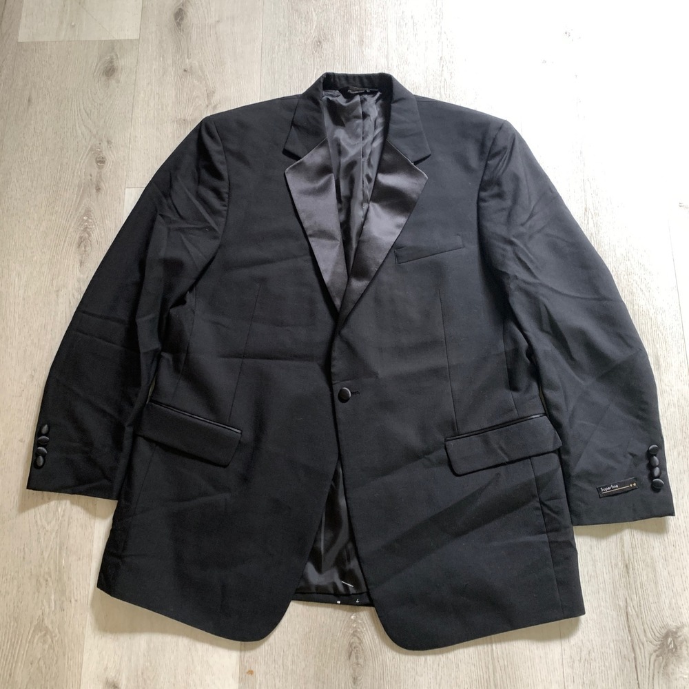 Jos A Bank Mens Black 100% Wool Notch Lapel Tuxedo Jacket 48 Long NWT 68011